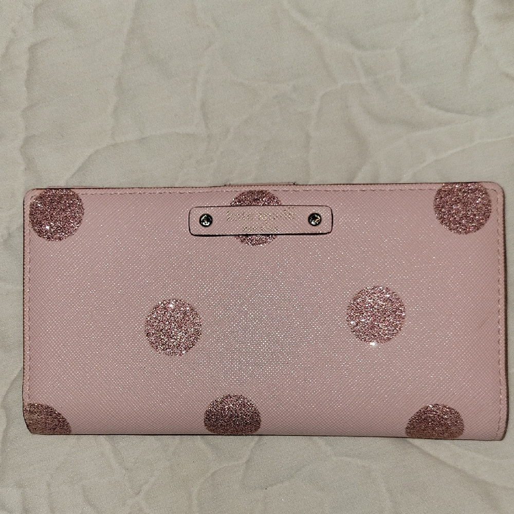 Kate Spade Pink Glitter Polka Dot Wallet